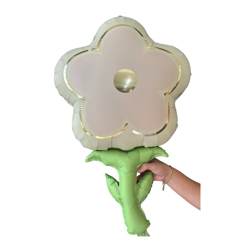 Cream & Gold Daisy Foil Balloon 85cm - #SWBFCREAMSTEM Helium/Airfilled - Each (Pkgd)