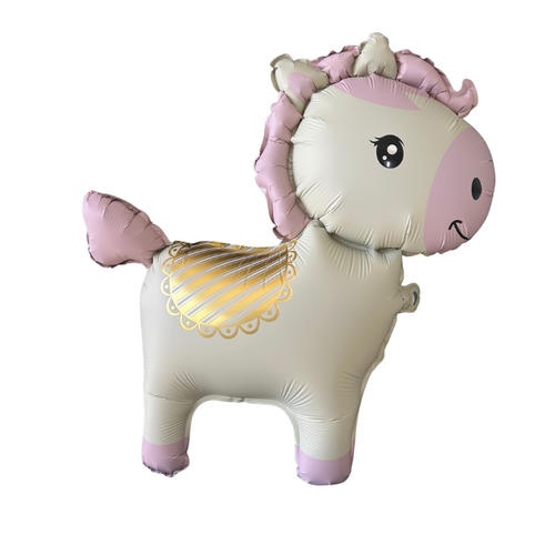 Pink & Cream Pony Foil Balloon 63cm - #SWBFPINKPONY Airfilled - Each (Pkgd)