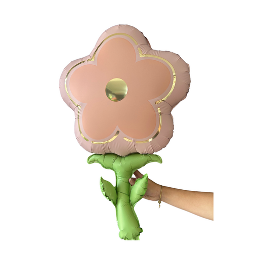 Pink & Gold Daisy Foil Balloon 85cm - #SWBFPINKSTEM Helium/Airfilled - Each (Pkgd)