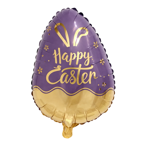 Purple Happy Easter Egg Foil Balloon 45cm - #SWBFPURPLEEGG Airfilled - Each (Pkgd)