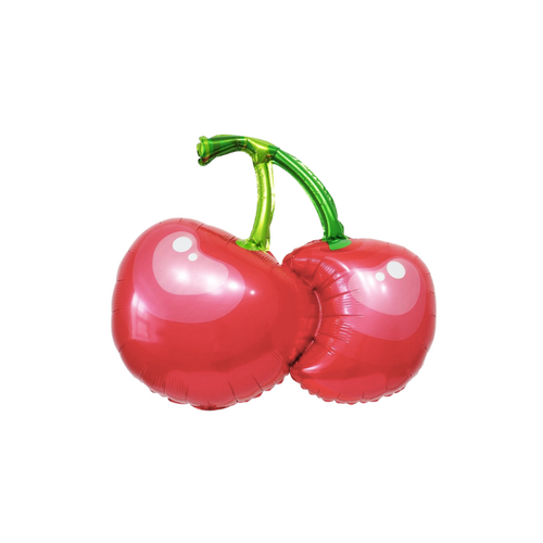 Red Cherry Foil Balloon Helium/Airfilled 36.5cm x 72cm - #SWBFREDCHERRY- Each (Pkgd). TEMPORARILY OUT OF STOCK
