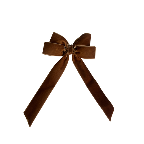 Brown Velvet Pre-Made Bow Clip On 12.5cm x 22cm #SWBOW2BROWN - Each