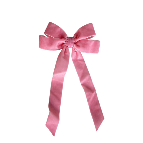 Pink Velvet Pre-Made Bow Clip On 12.5cm x 22cm #SWBOW2PINK - Each