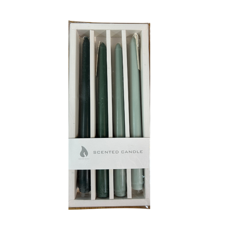 Scented Taper Candle Set (4pc) Green - #SWCANDLEGREEN - Pkgd.