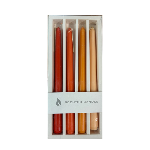Scented Taper Candle Set (4pc) Red & Orange - #SWCANDLERED - Pkgd.