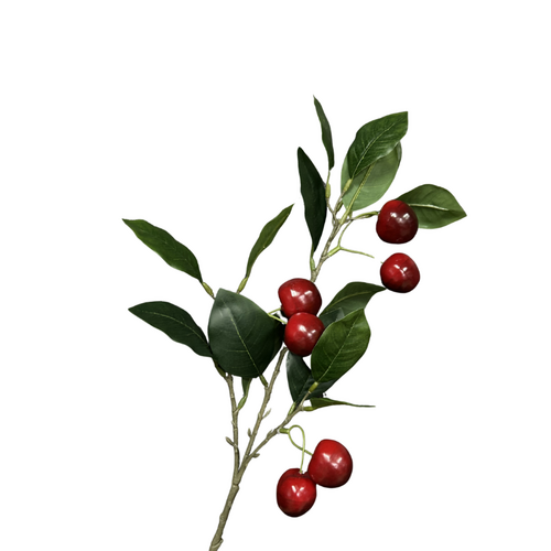 Red Cherry Branch Stem 65cm #SWFCHERRYB - Each
