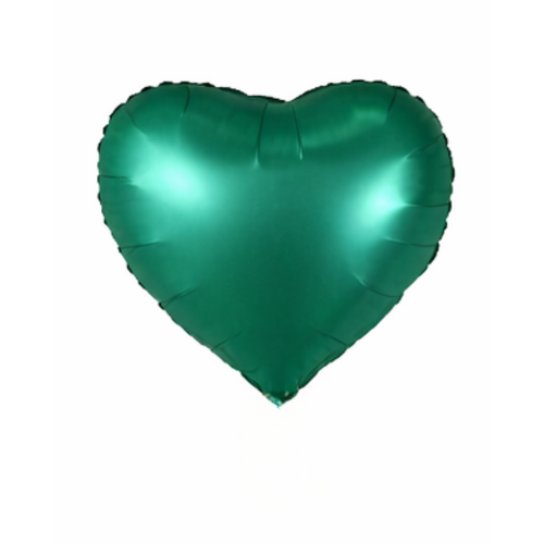 45cm Heart Satin Allora Green Plain Foil #SWH01SALLGRE - Each (Unpkgd.)