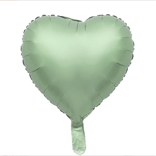 45cm Heart Matte Green Plain Foil #SWH01MATGRN- Each (Unpkgd.)