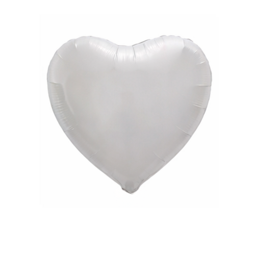 45cm Heart Neon White Plain Foil #SWH01NEONWHITE- Each (Unpkgd.)
