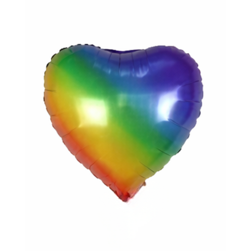 45cm Heart Satin Rainbow Plain Foil #SWH01RAINB - Each (Unpkgd.)