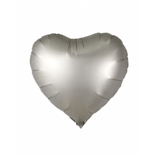 45cm Heart Satin Silver Fox Plain Foil #SWH01SILFOX- Each (Unpkgd.)