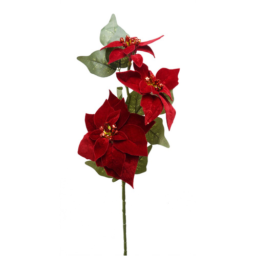 Christmas Poinsettia Spray Velvet Red 82cml #SWHF1608RED - Each