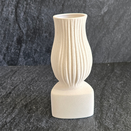 Square Based Curved Ribbed Vase 9.3 x 21cm  #SWVSQUAREBASE02 - Each